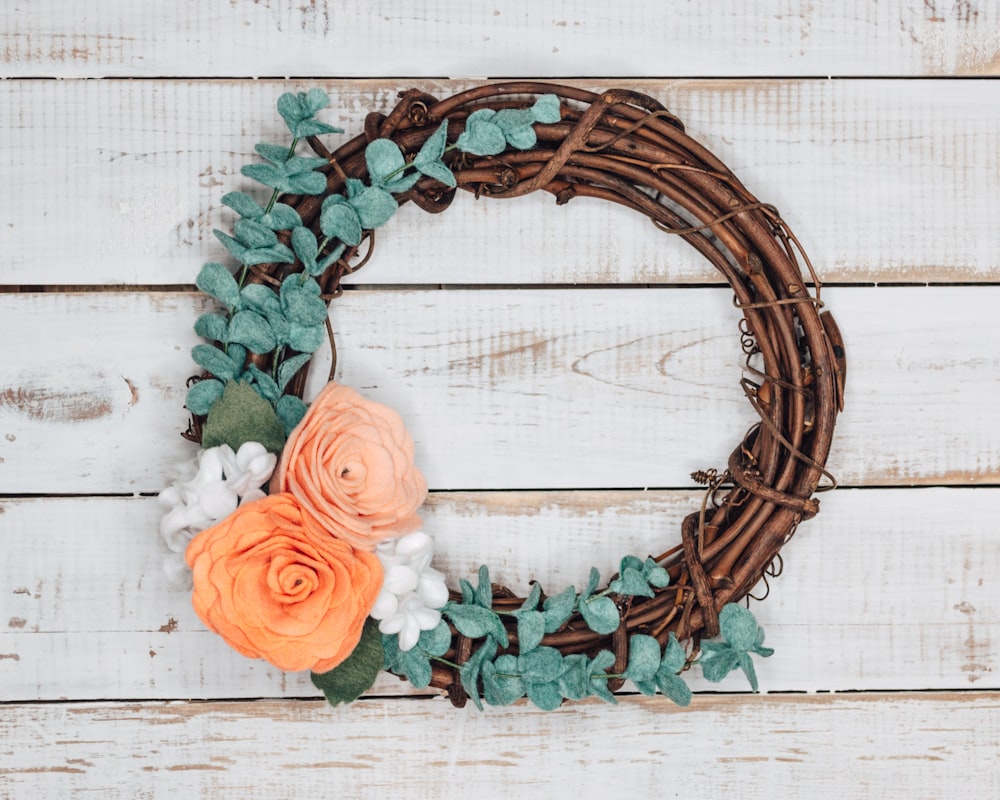 red and green floral wreath