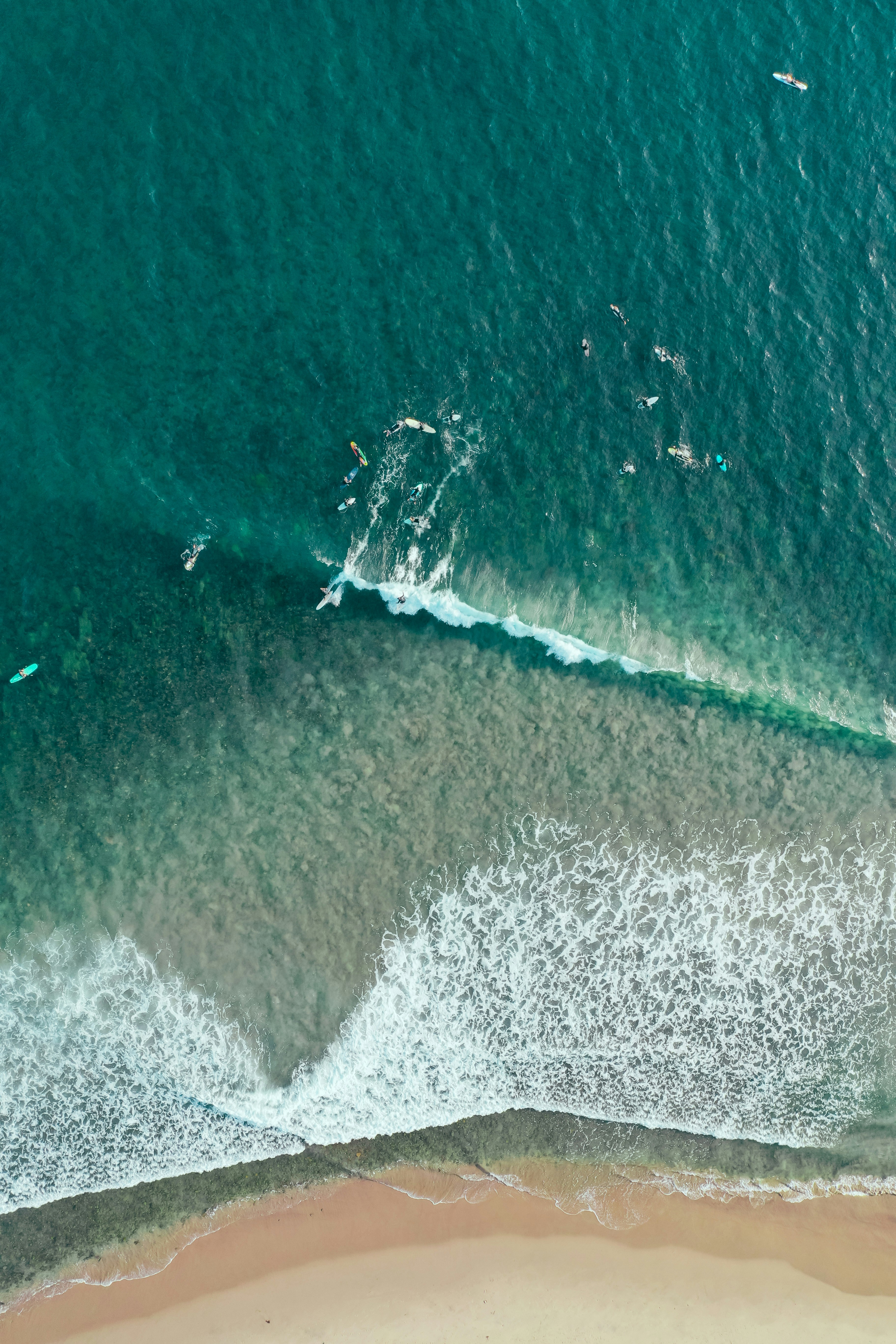 high angle photo of body of water