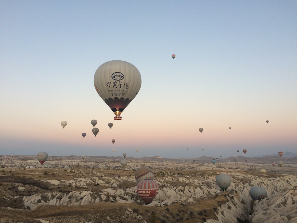hot air balloon lot on mid air at daytime