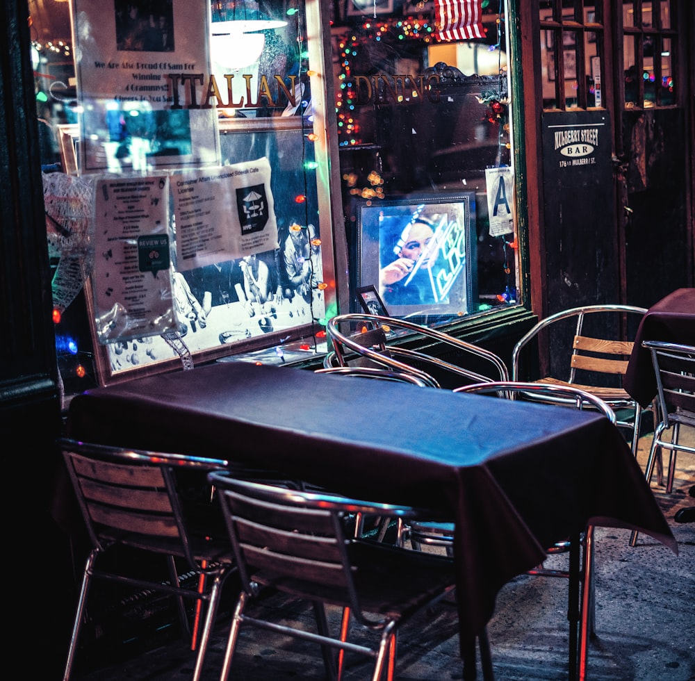 gray chairs near table