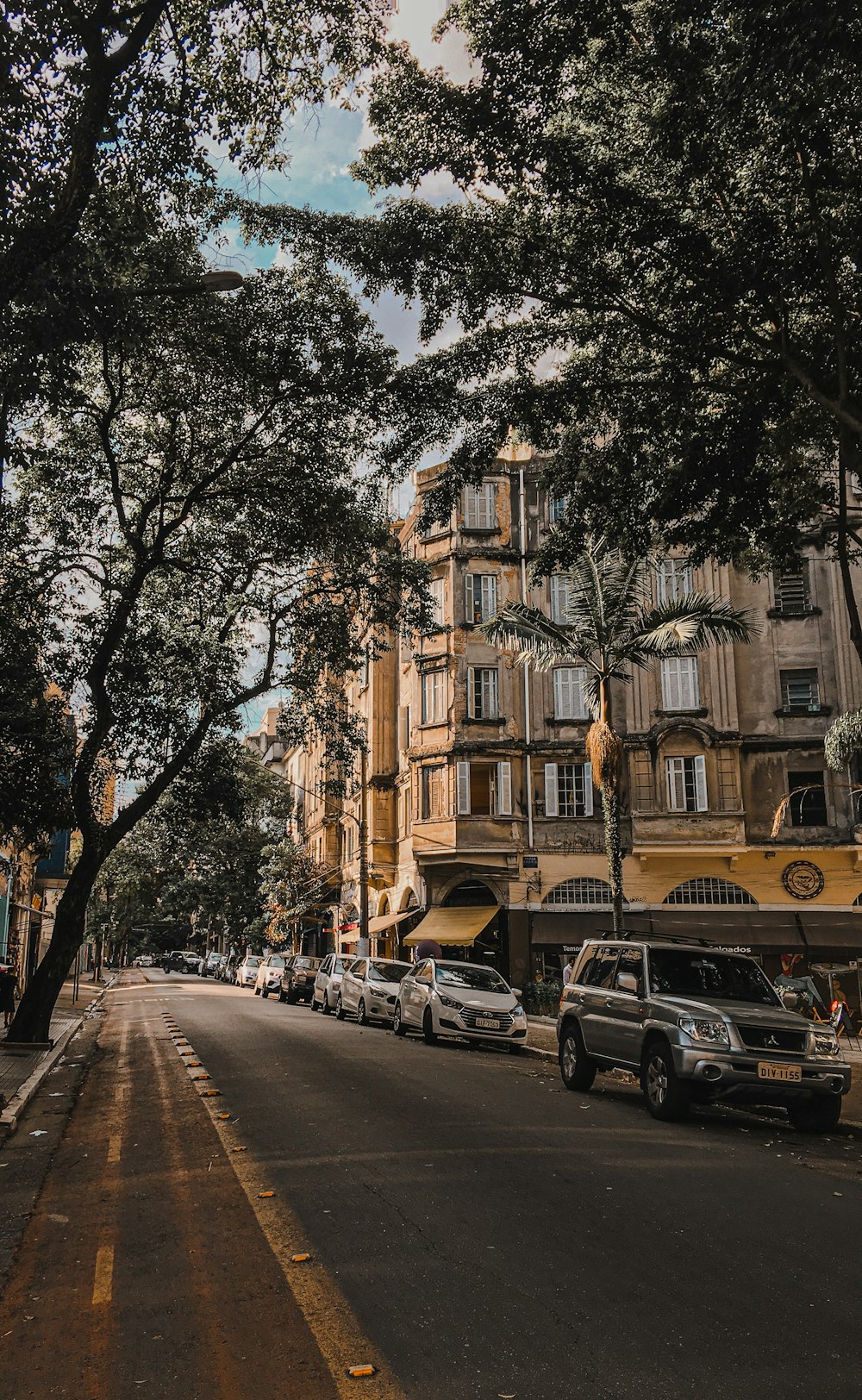 Voitures garées sur la route