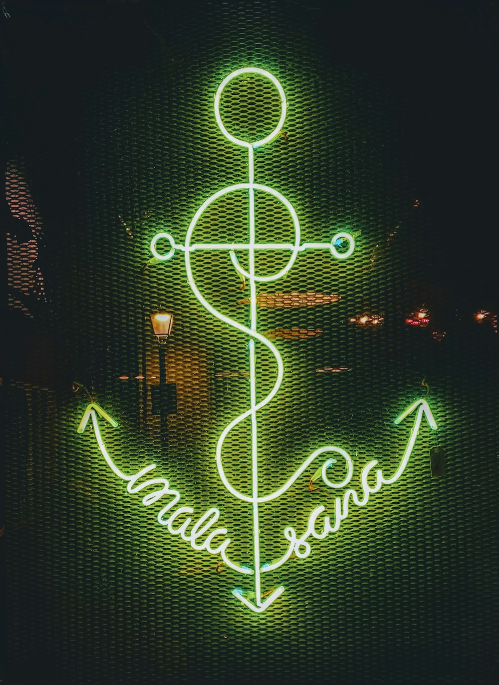 green anchor neon signage