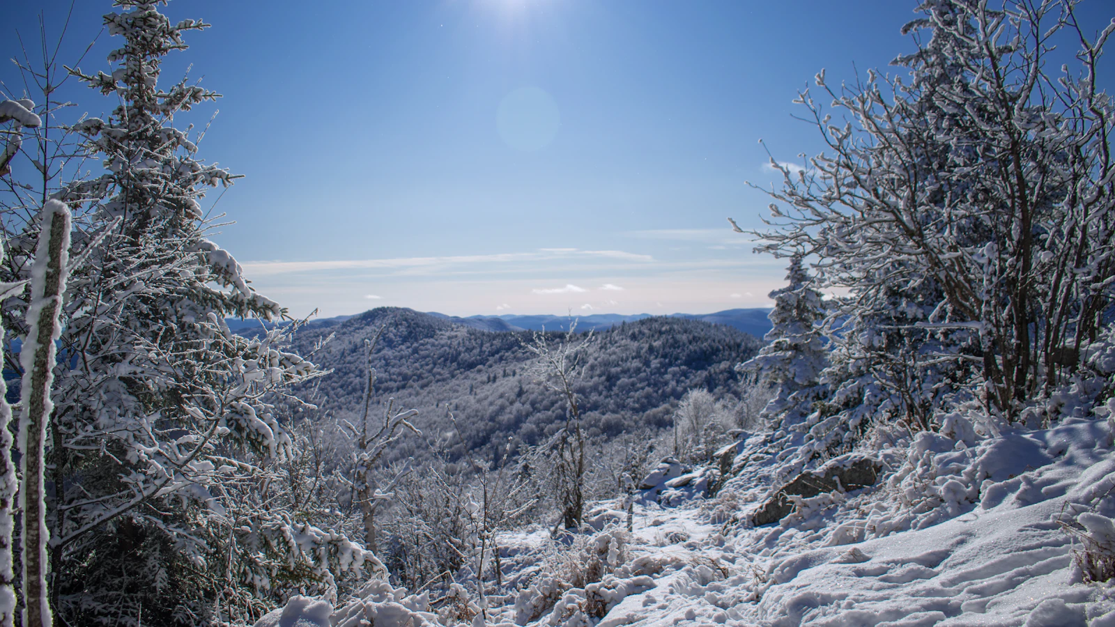 Stowe Vermont village in winter snow