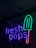 Neon sign featuring the words 'fresh pops' with a popsicle graphic. The text is glowing in purple, and the popsicle is depicted with a green top and a red handle.
