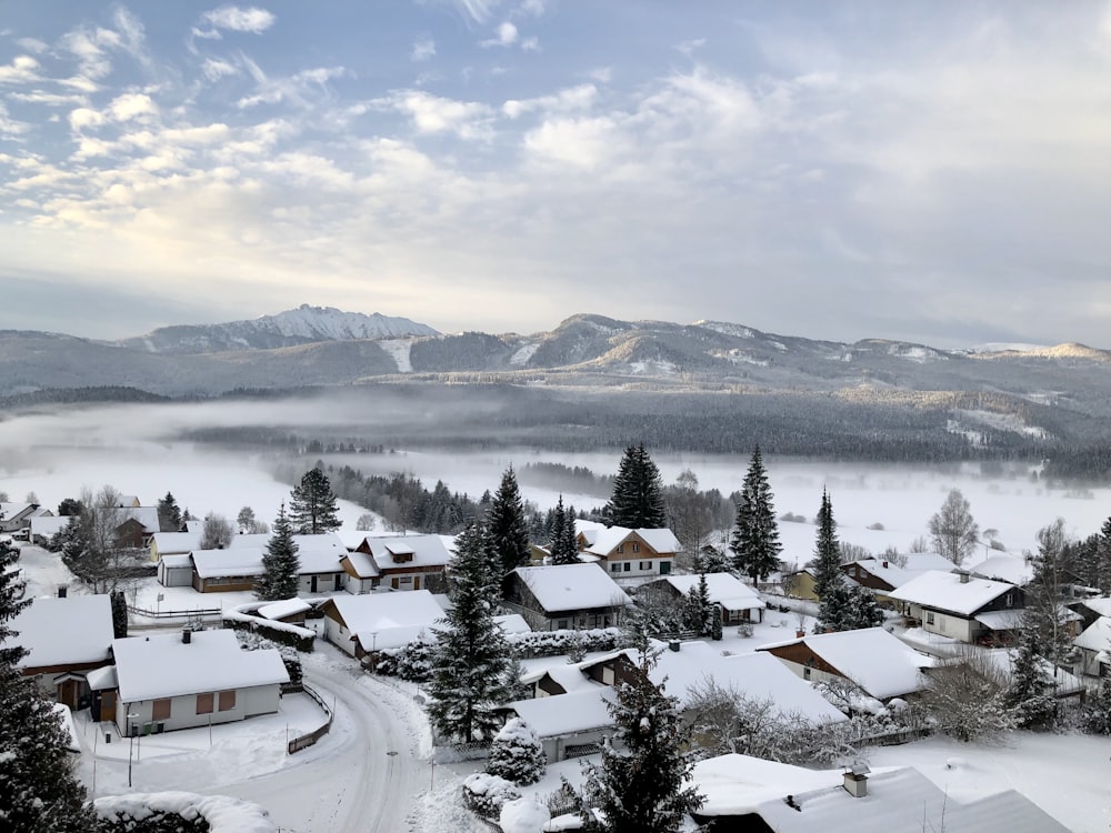 aerial photography of city with snow