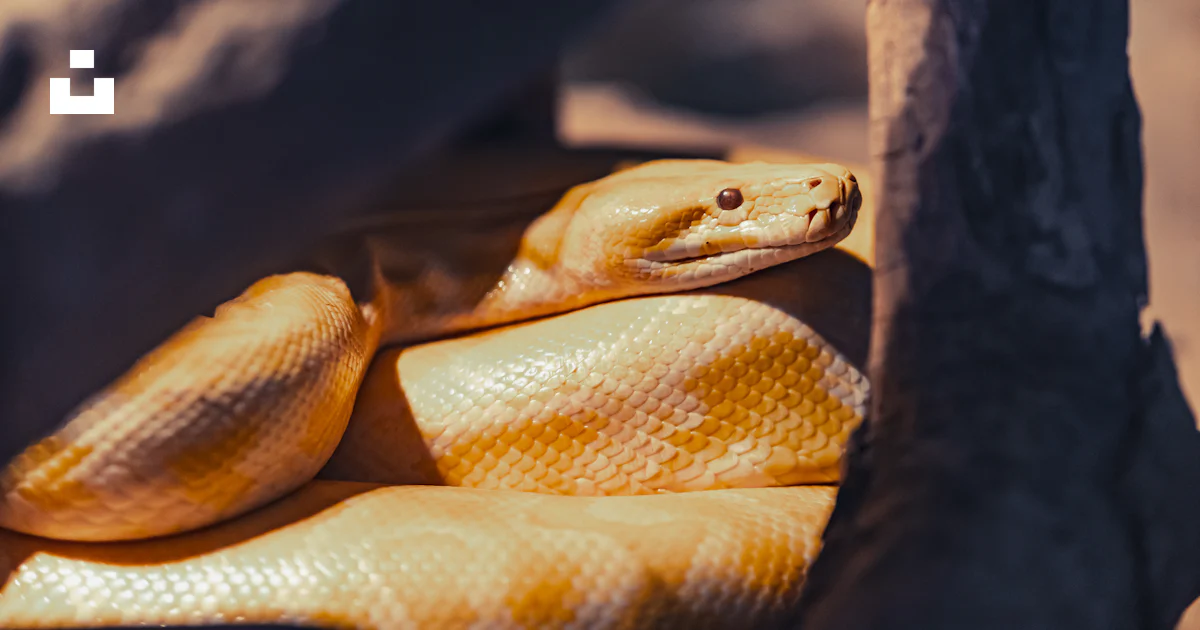 Orange Python Australia White and orange python lying near wood log photo – Free 动物园西城区中国 Image ...