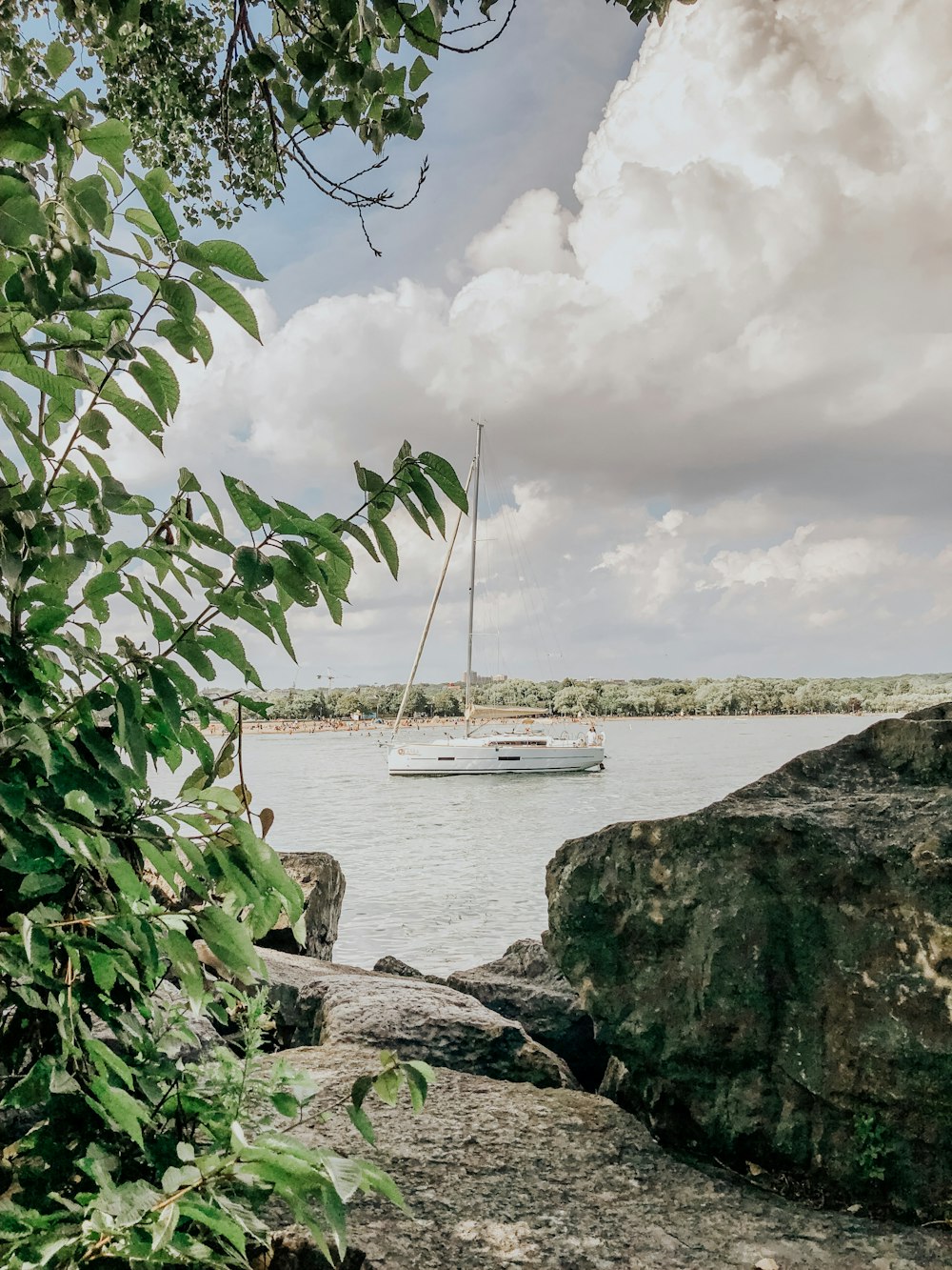 white yacht on body of water under white and blue sky