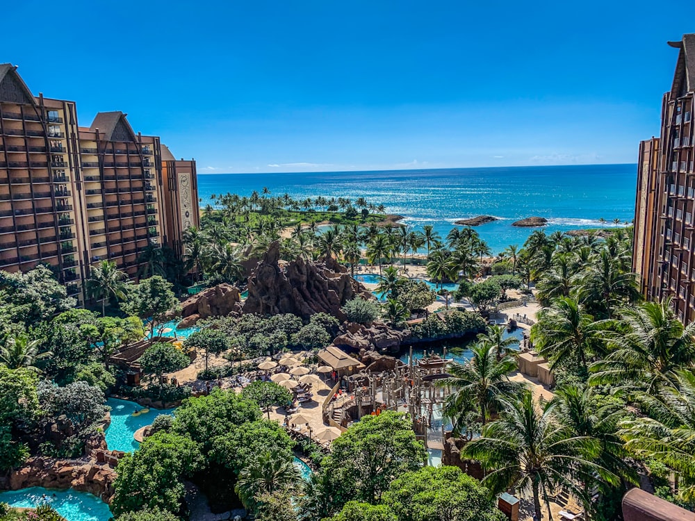 aerial photography of seaside resort under blue sky