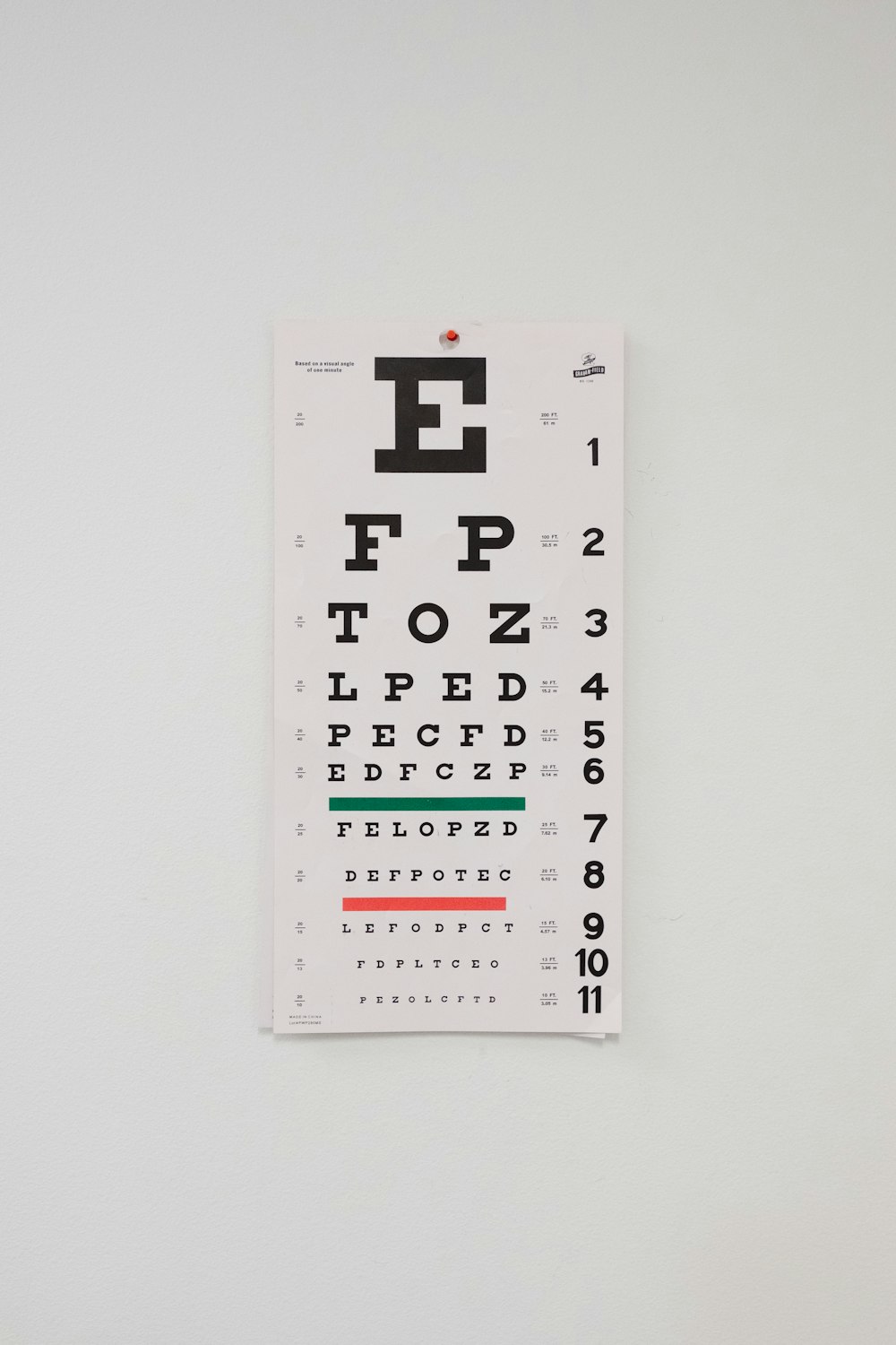 Test médical de la vue