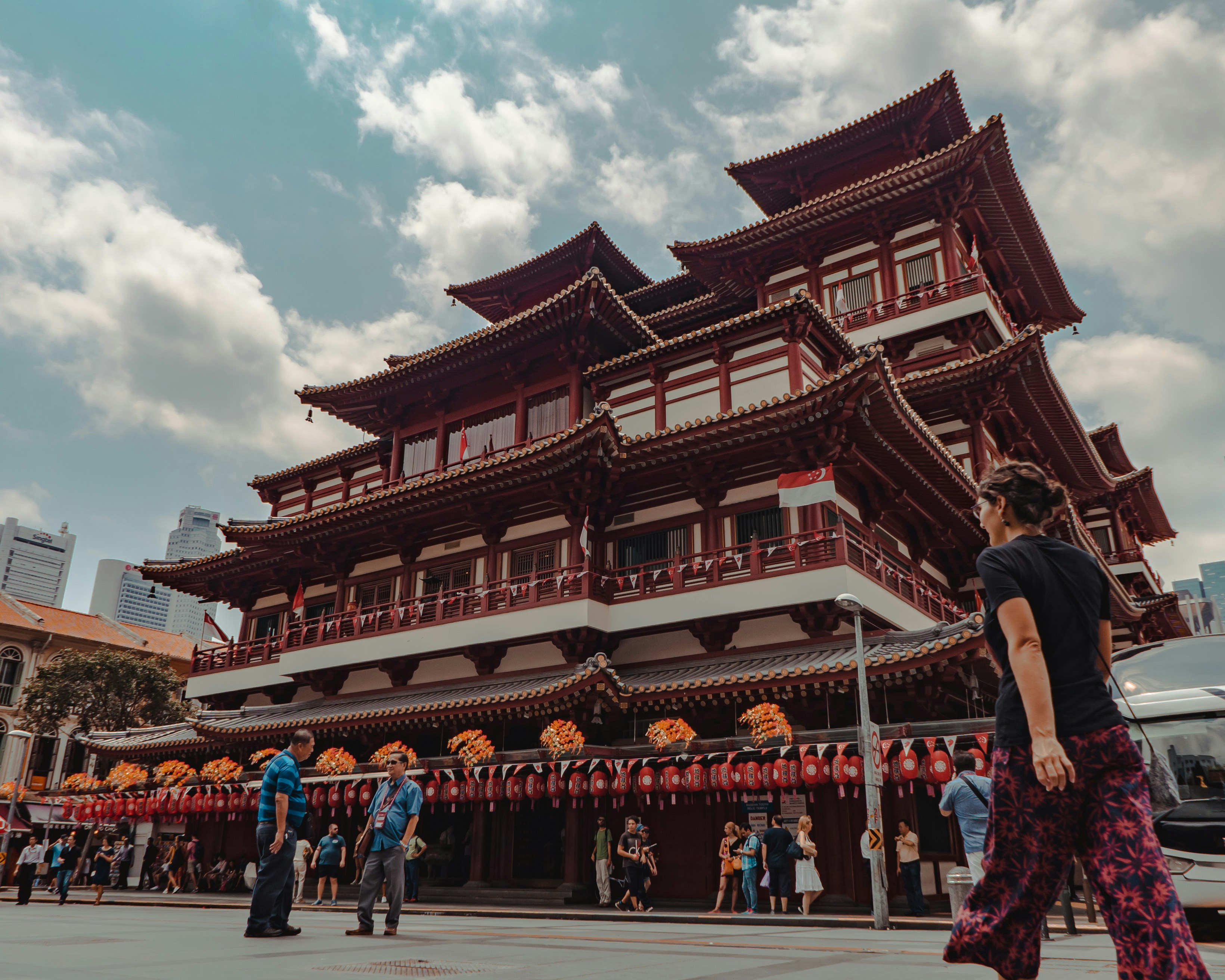 low-angle photography of brown and white temple building