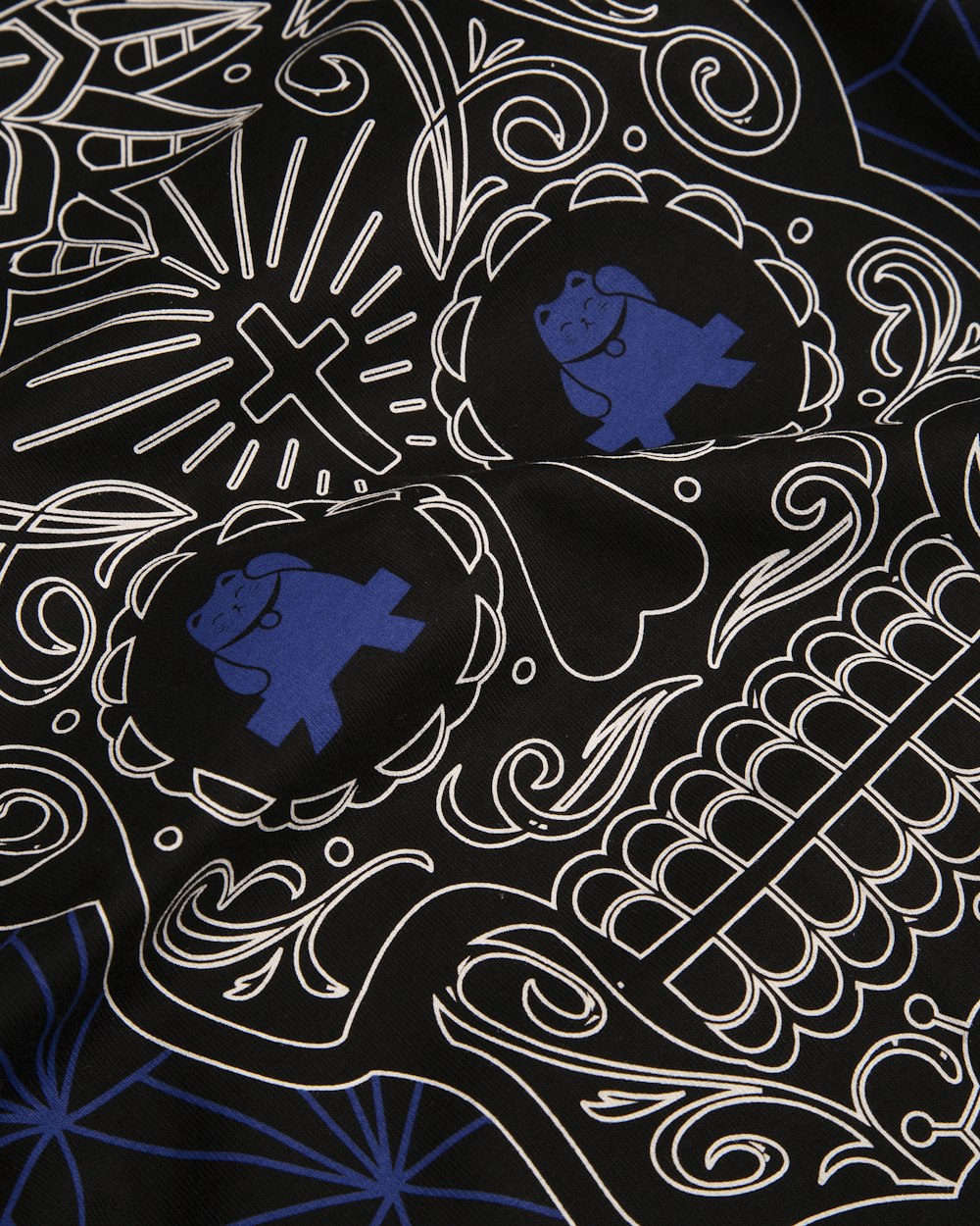 black and blue skull sketch