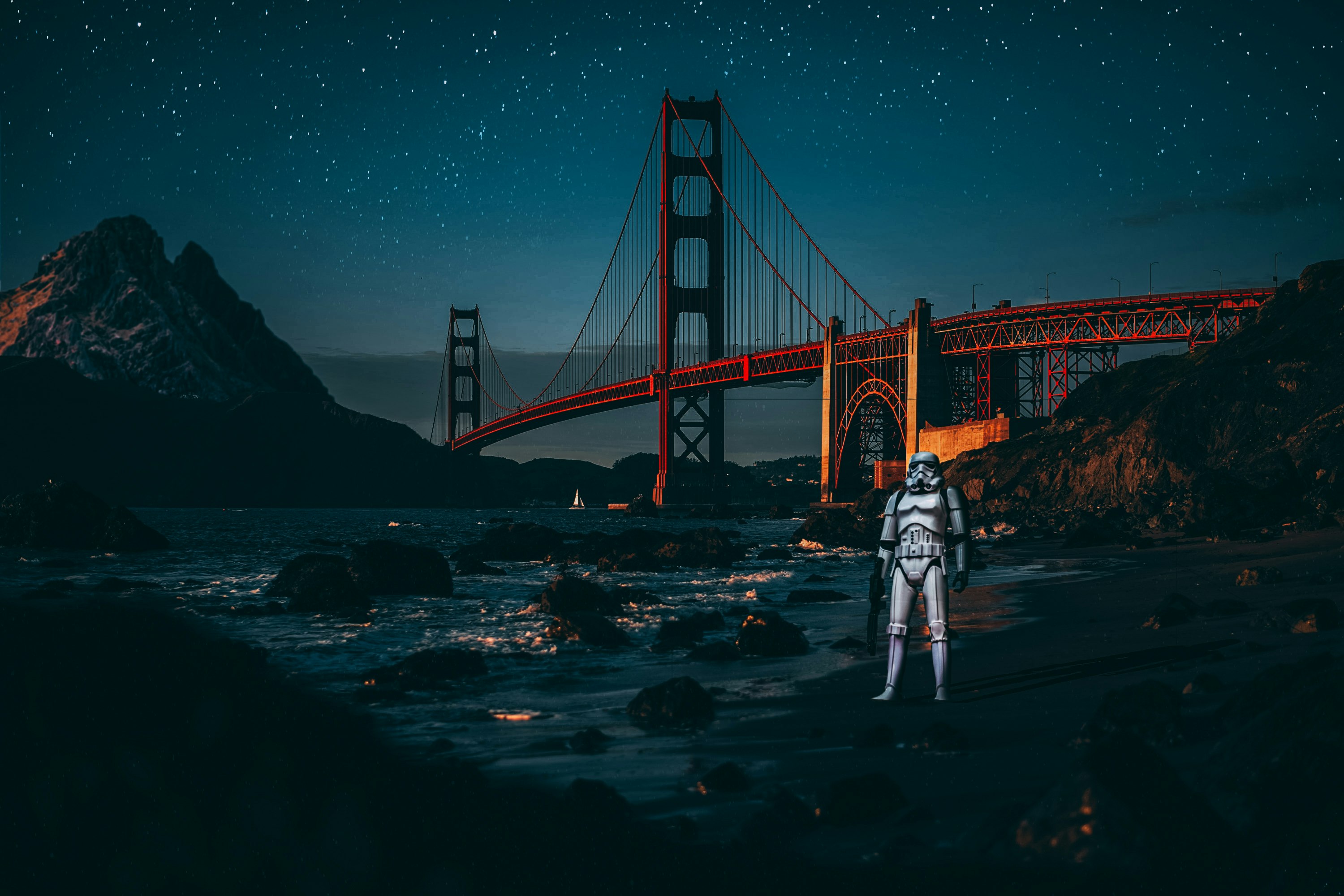 star wars character beside water