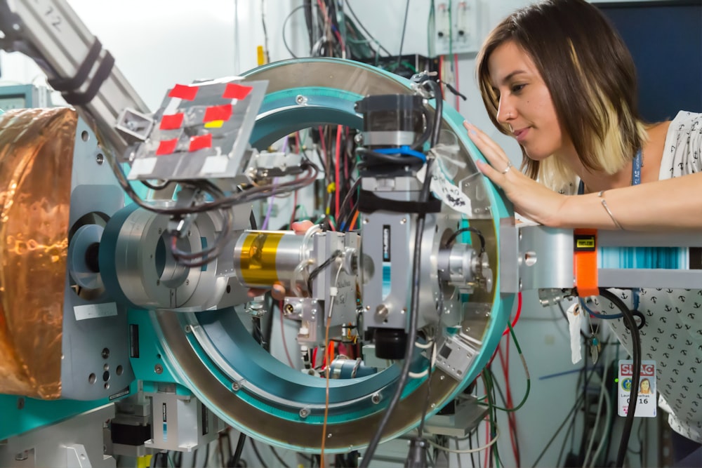 woman in industrial machine