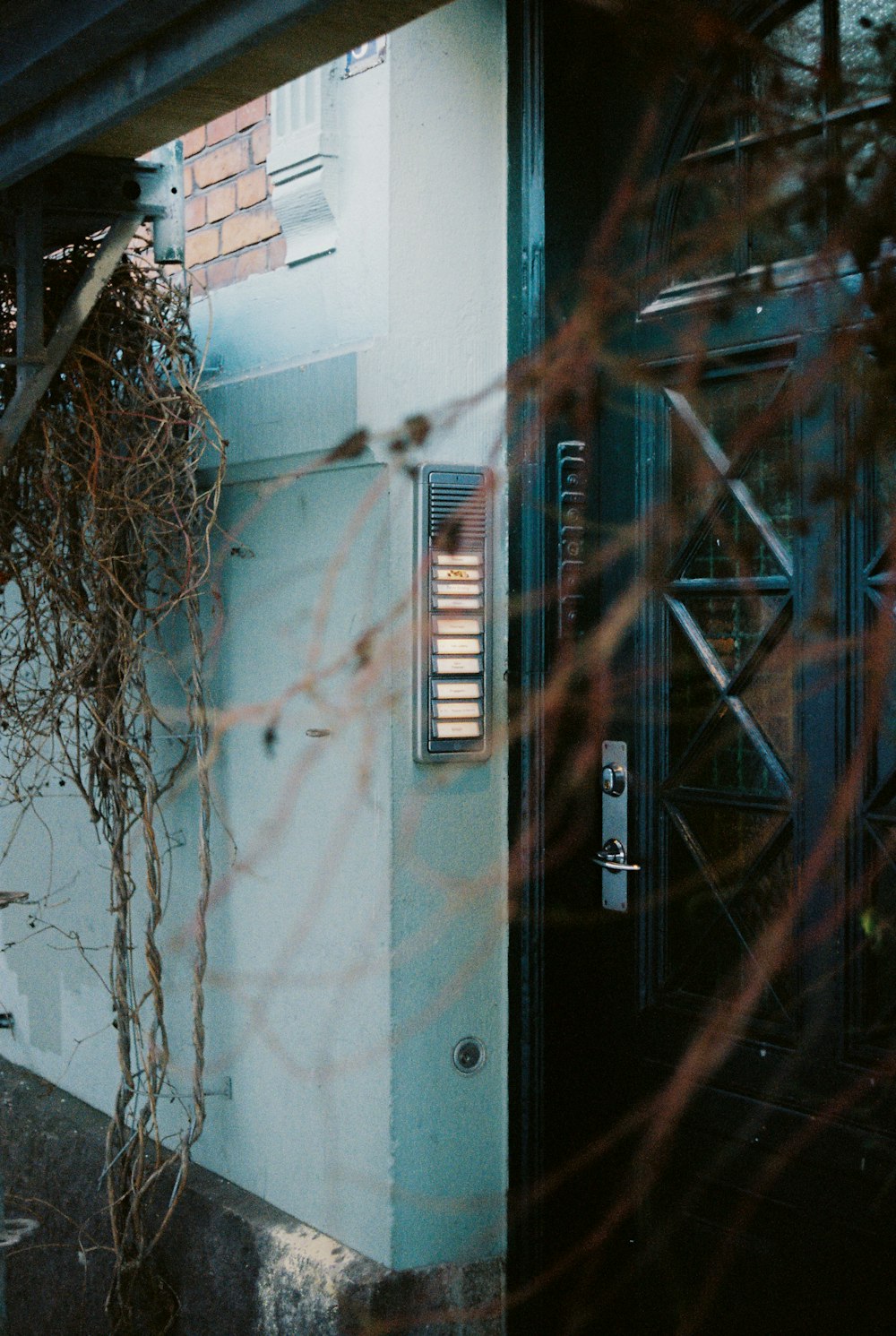 closed black wooden door