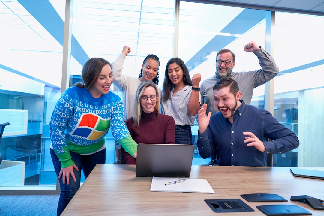 Festive holiday office party in #WindowsUglySweater Softwear by @Windows

