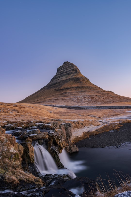 water falls near mountain in Snæfellsjökull National Park Iceland