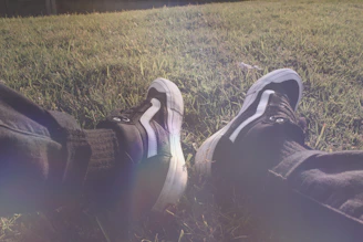 A vibrant shot of stylish, comfortable joggers paired with white sneakers on a sunlit sidewalk.