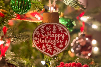 red happy holiday Christmas bauble