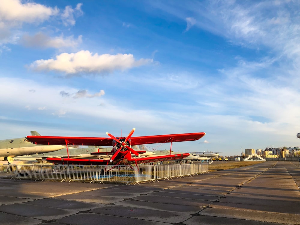 red and white plane photograph