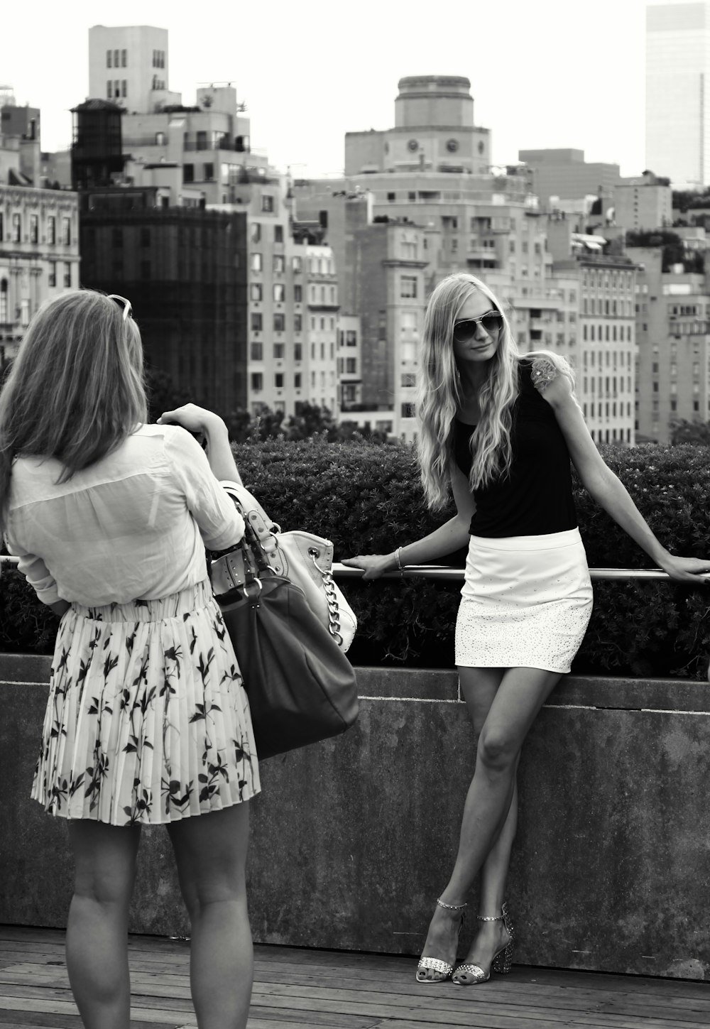 woman leaning on railing