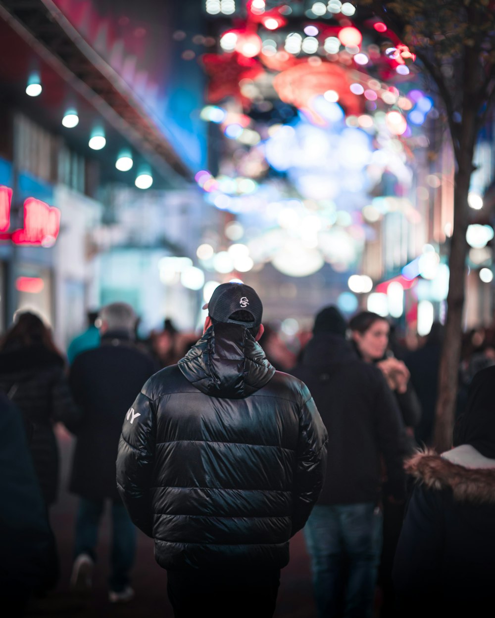 people walking during night