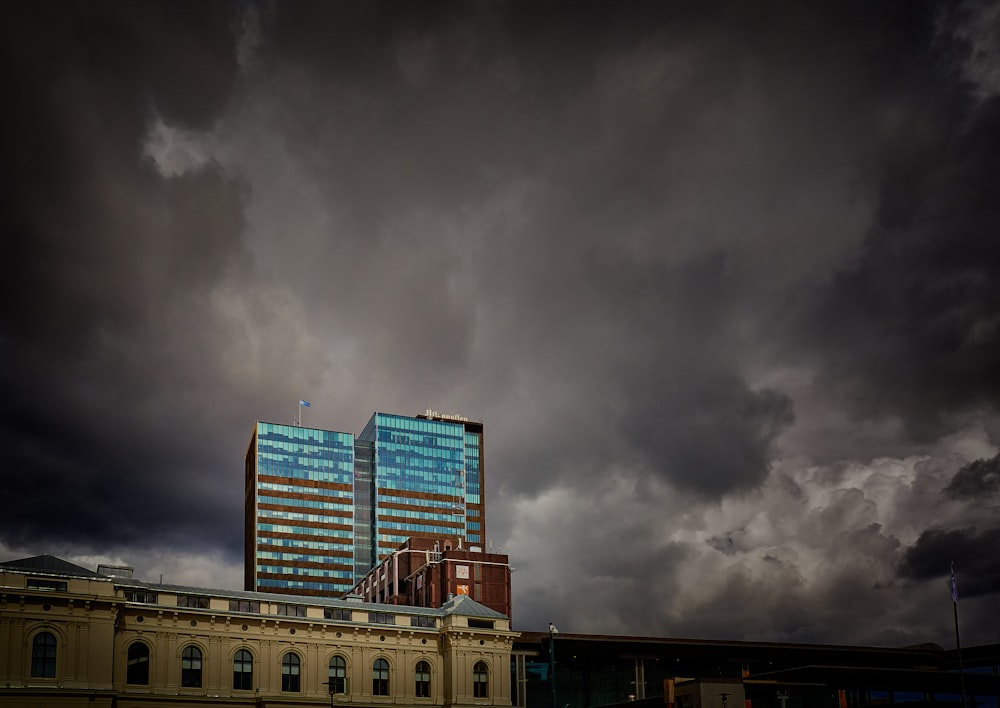 blue high rise buildings