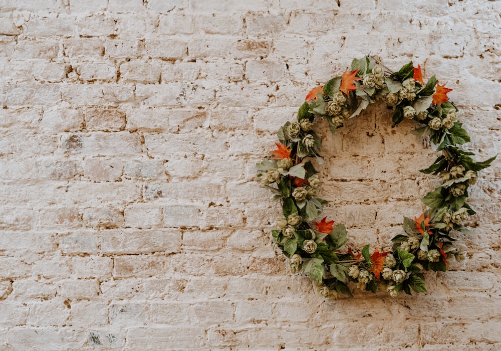 green and white wreath