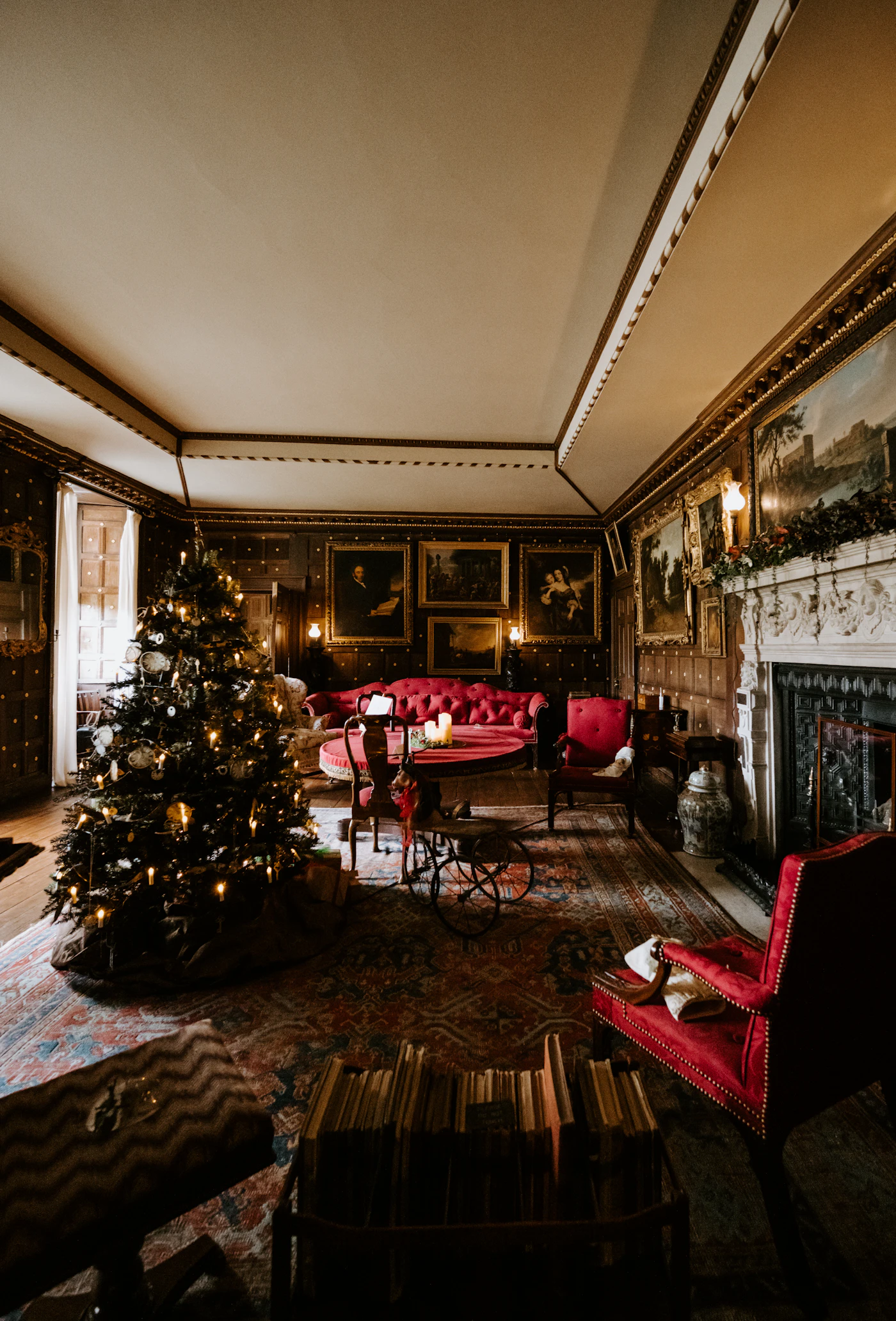 Hotel dining room set for a festive gala dinner, the compulsory 24 and 31 December charge at most resorts