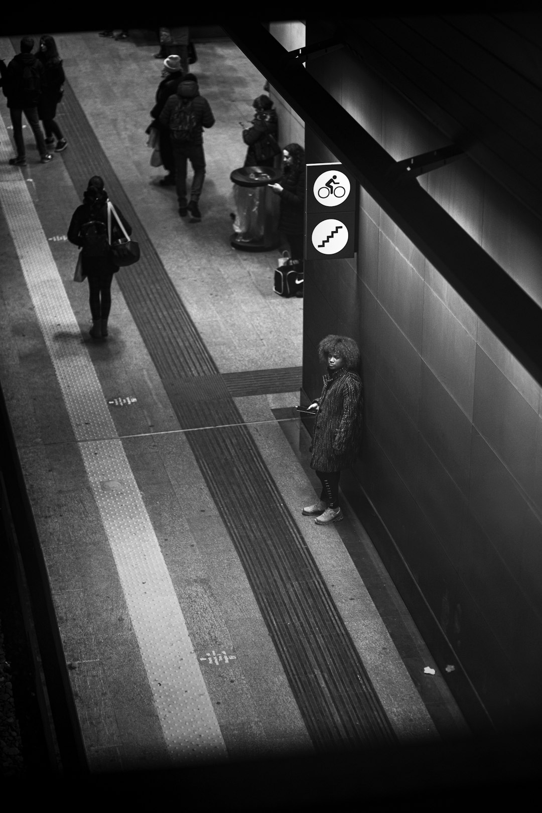 man on train station