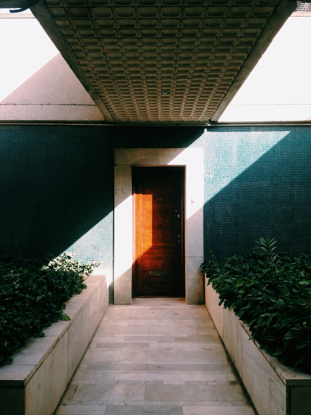 closed brown wooden door