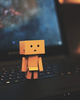 Danbo standing on laptop