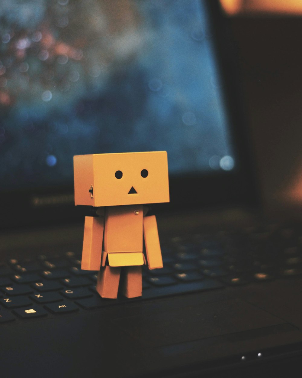 Danbo debout sur un ordinateur portable