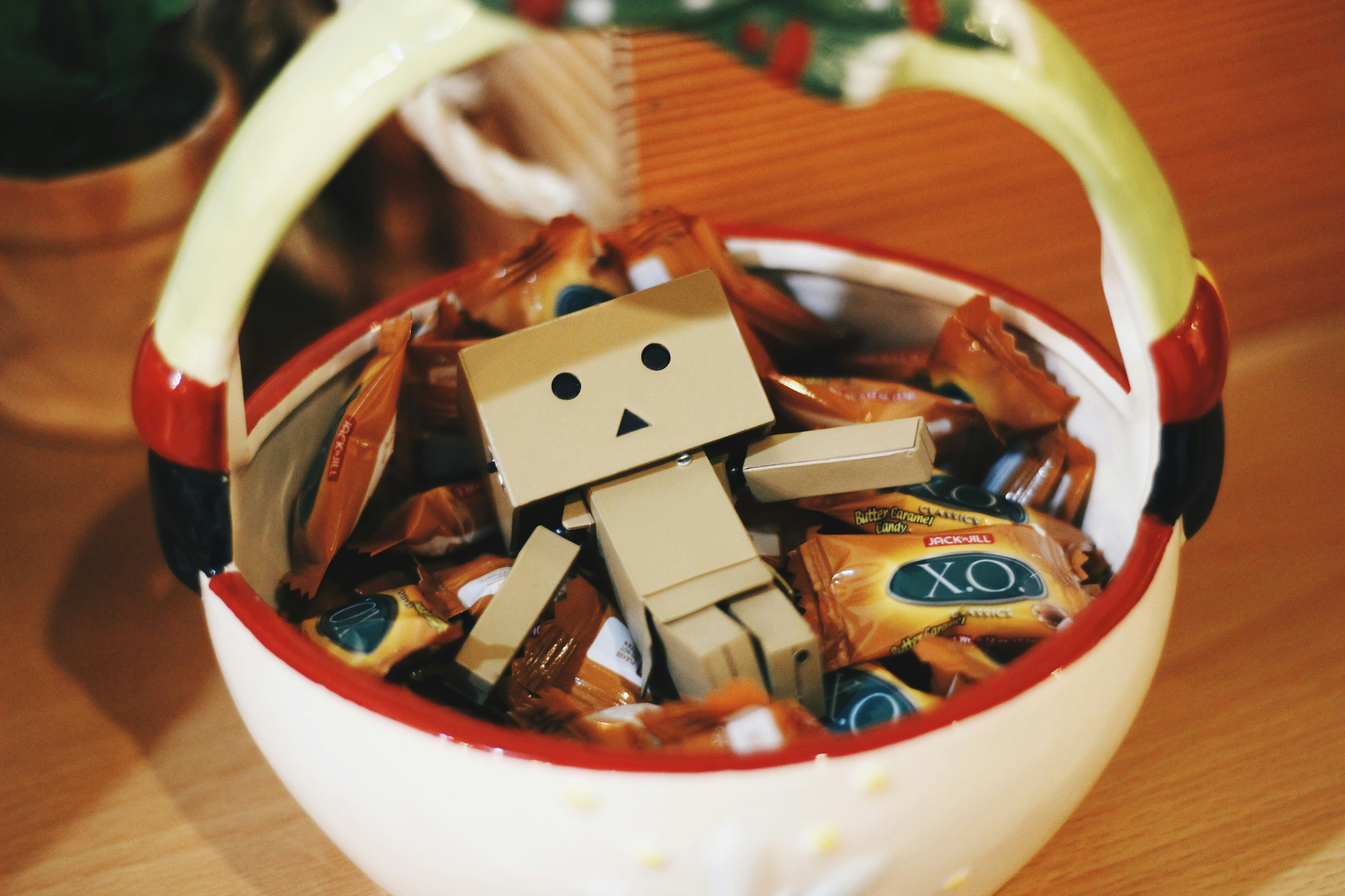 Danbo in a Basket of Coffee Candies