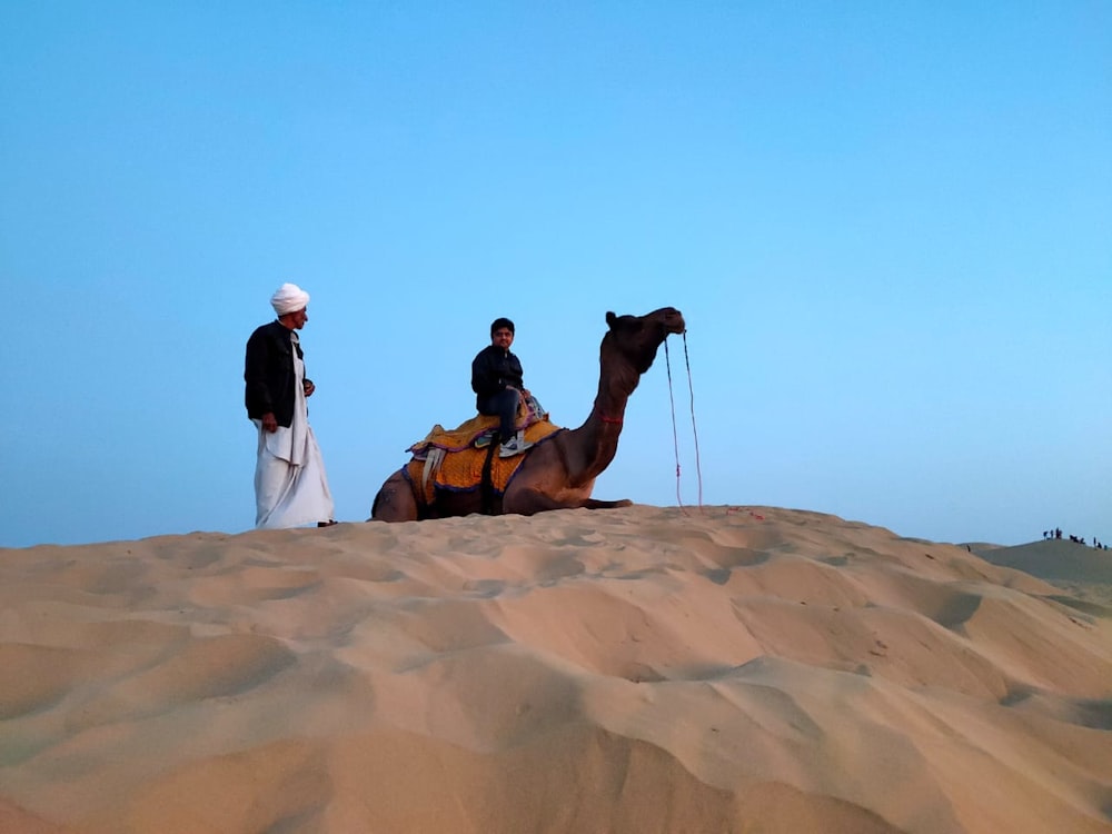 Mann reitet tagsüber auf einem Kamel