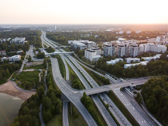 super highway during golden hour in Espoo Finland