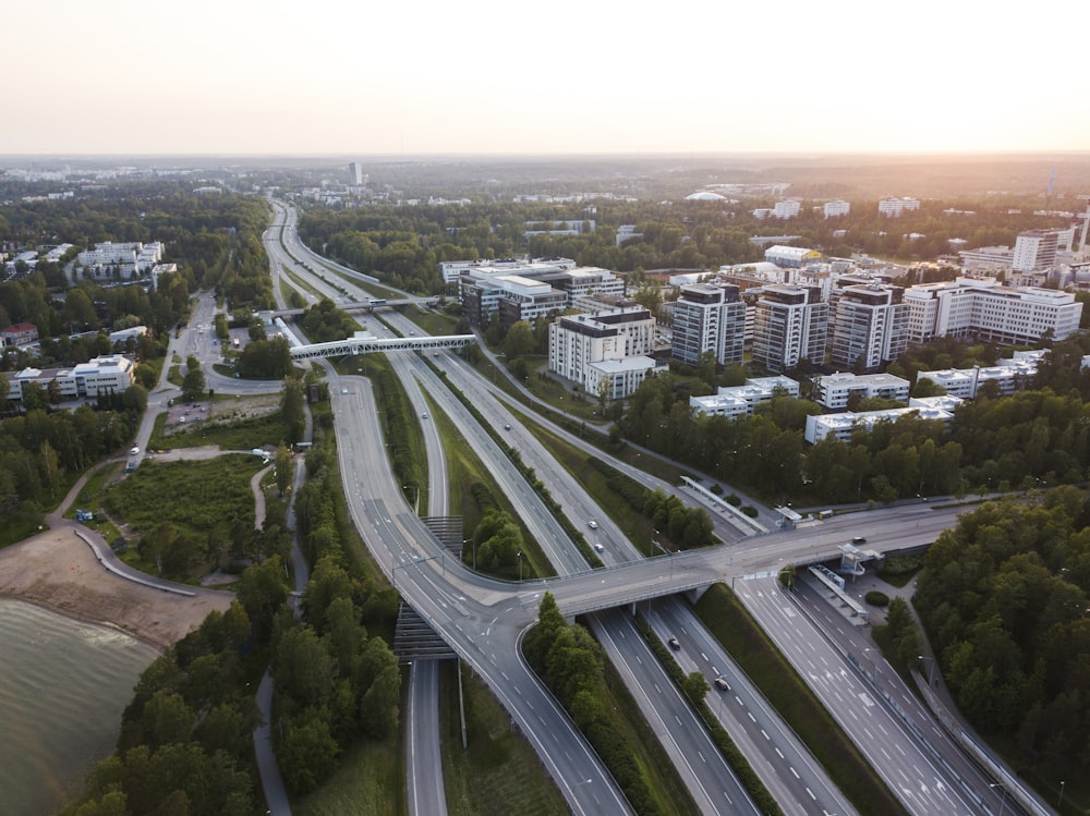 super highway during golden hour