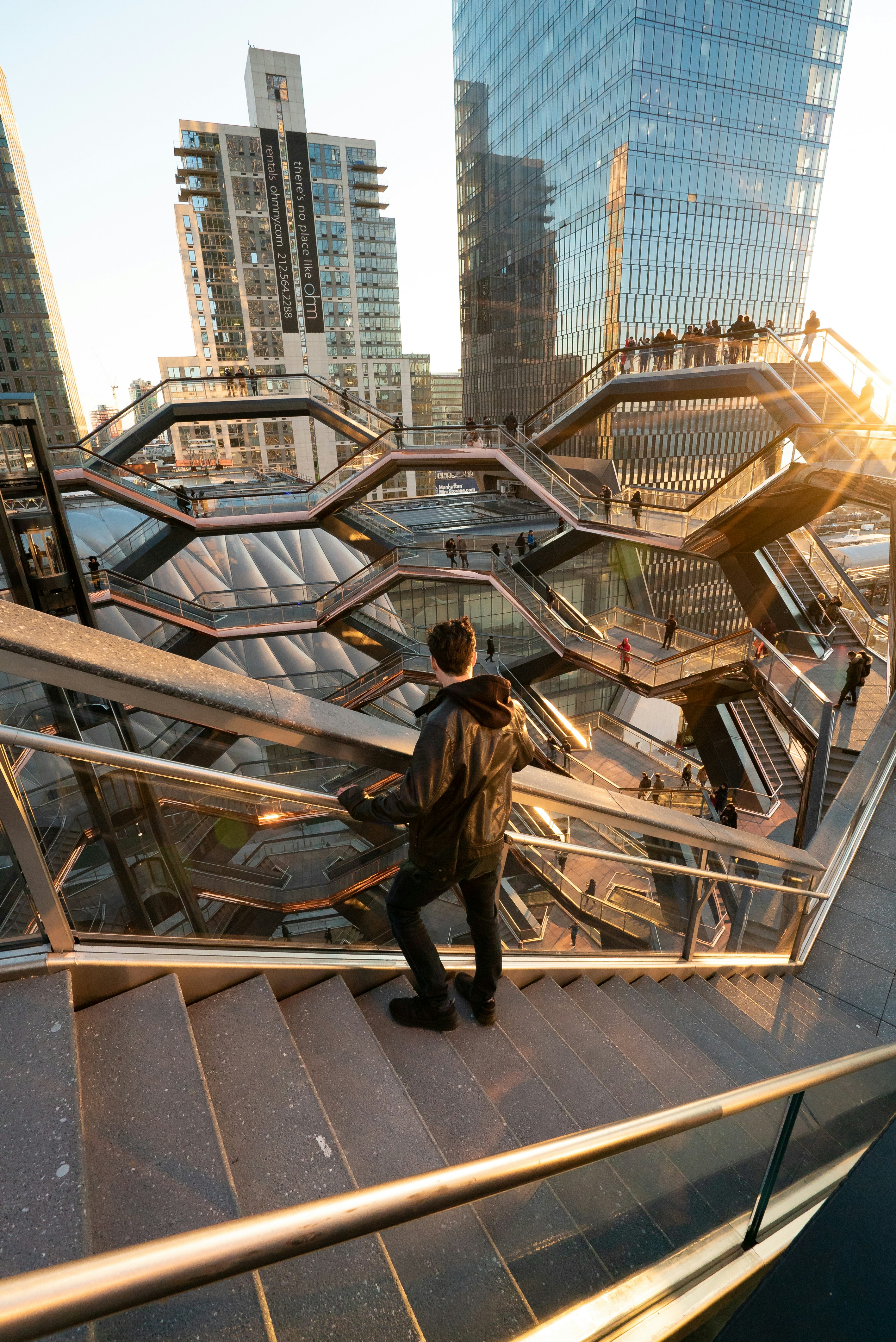 man standing on stairs