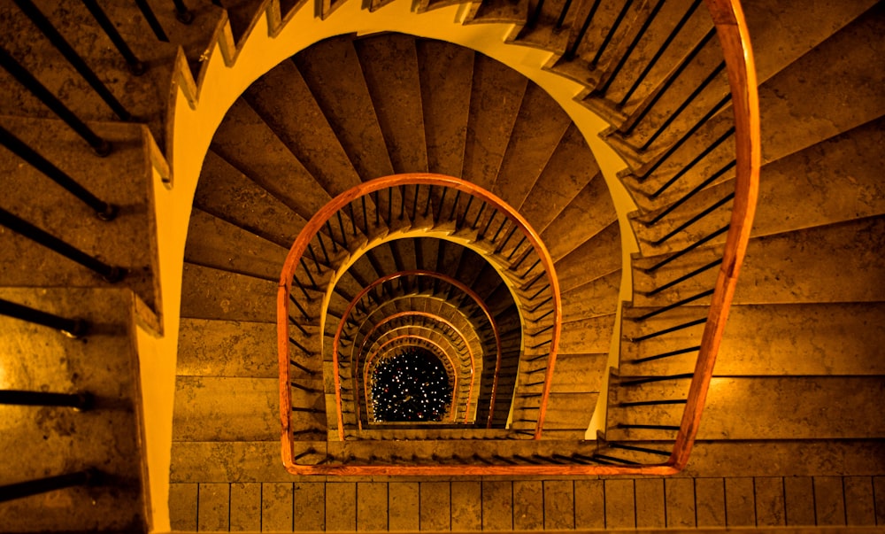 aerial photography of spiral stairway