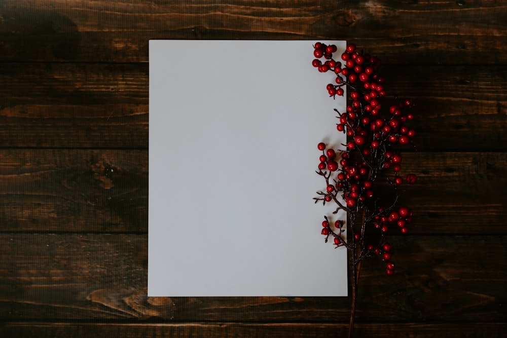 red fruits on white board