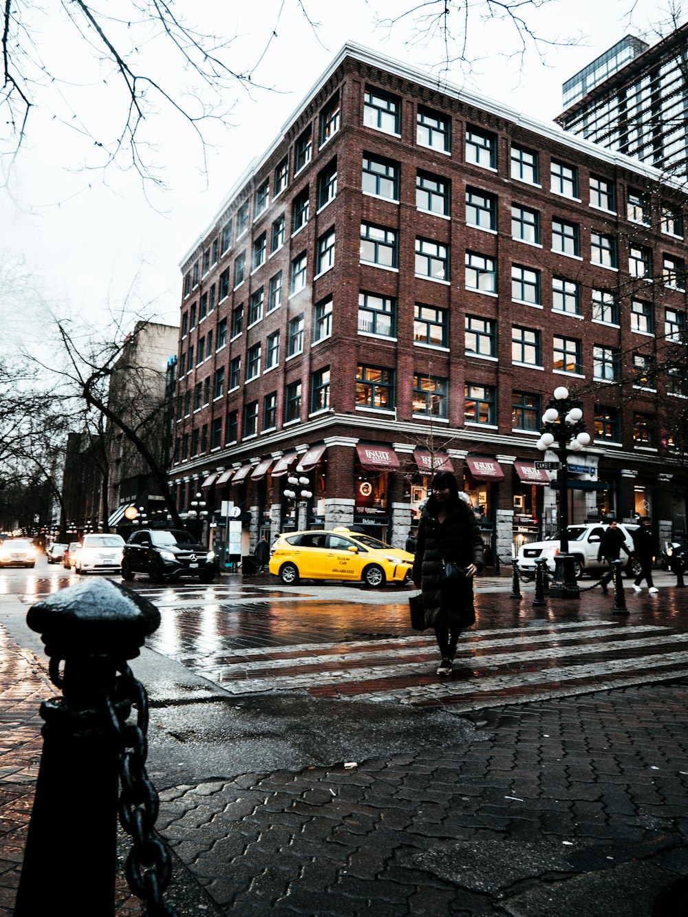 person crossing a pedestrian lane in the city