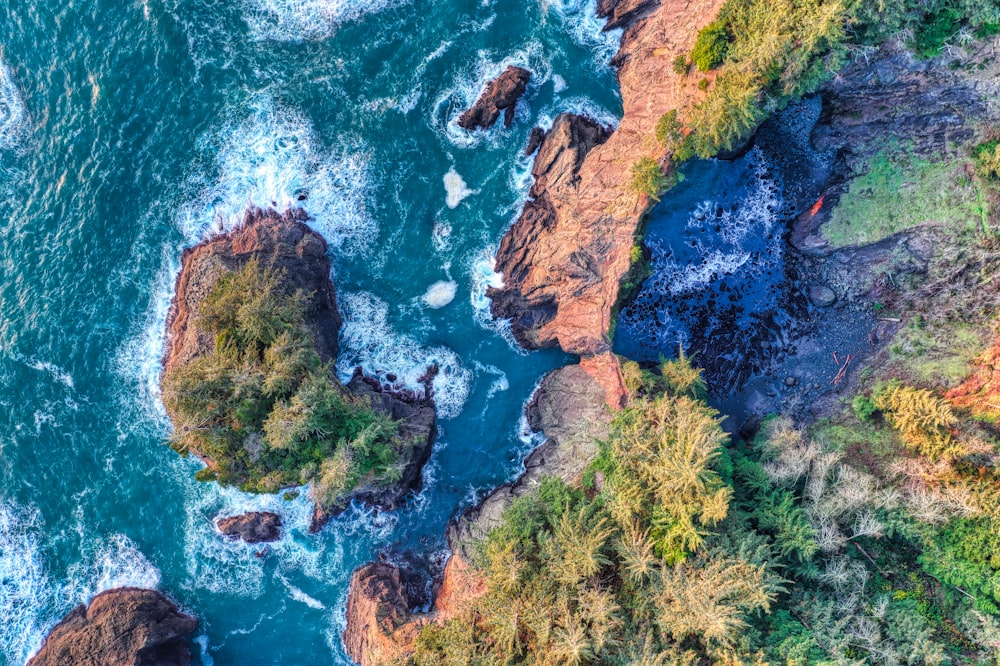 bird's-eye view photo of body of water