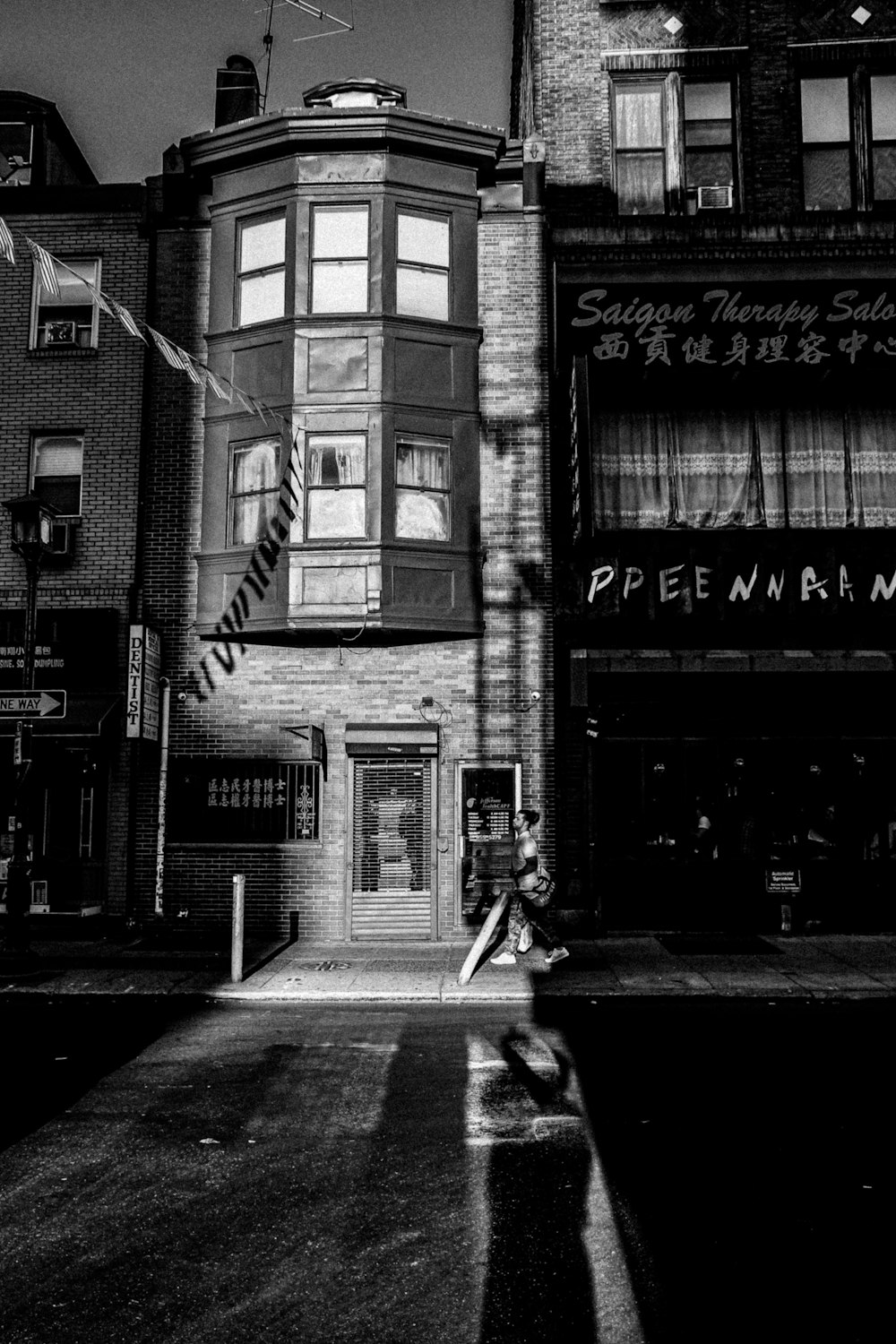 grayscale photo of buildings