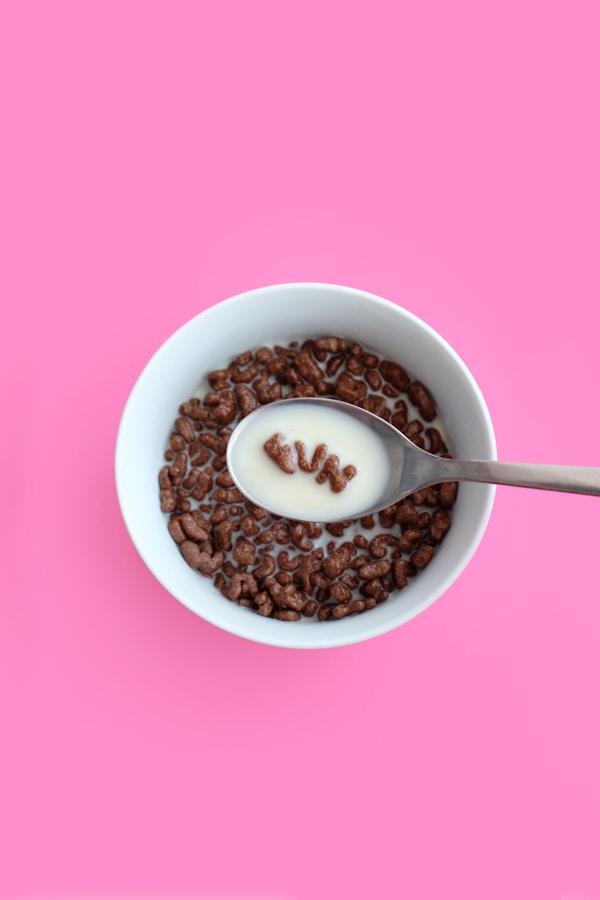 Snack with milk inside bowl