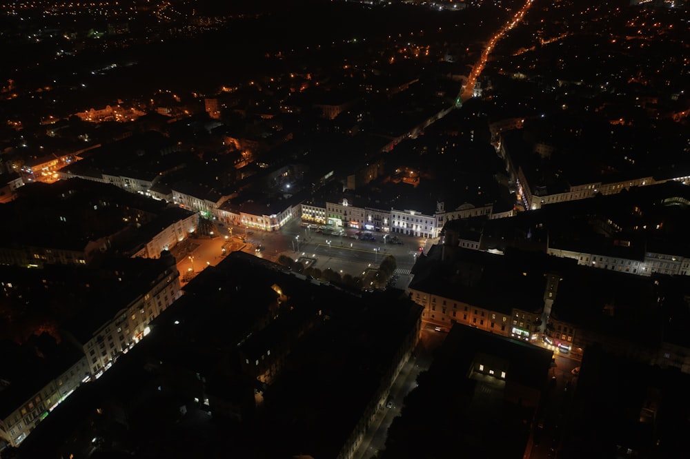 aerial photography of city at night