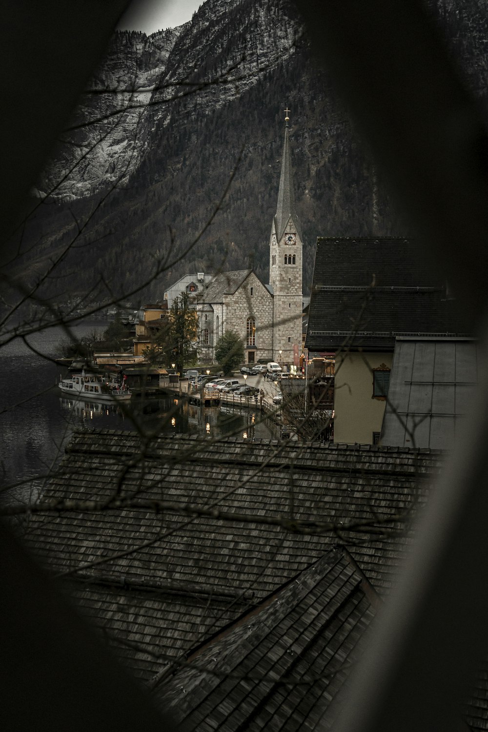 cathedral near mountain