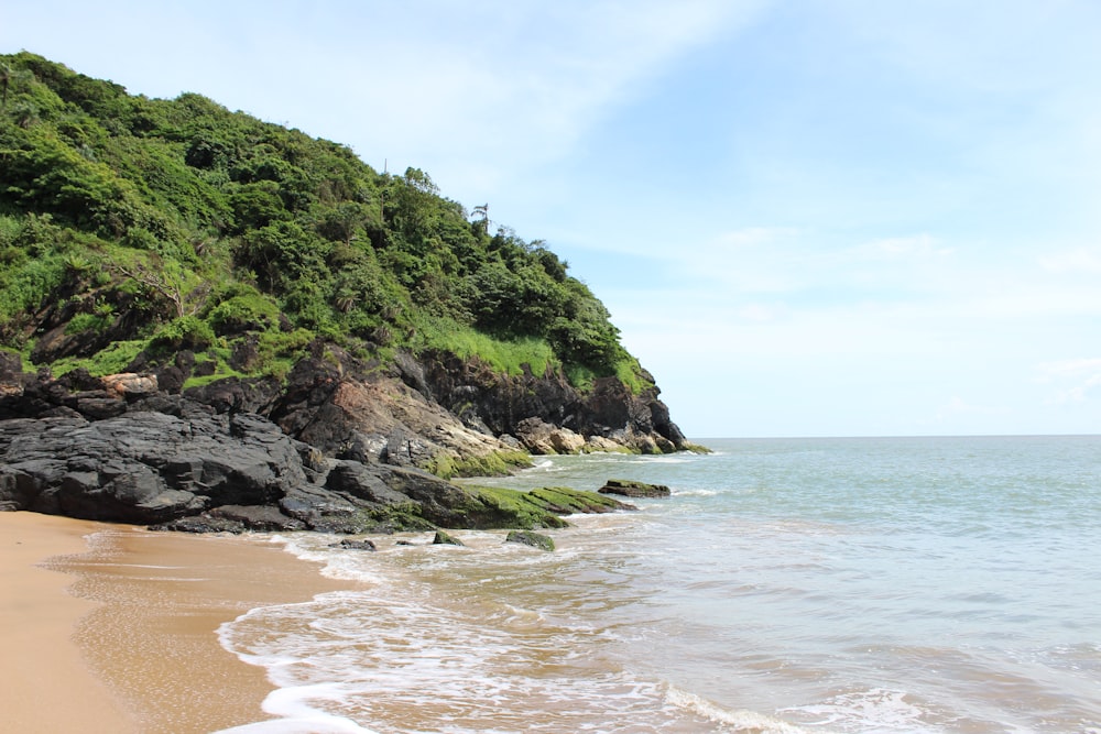 grass covered mountain island during day