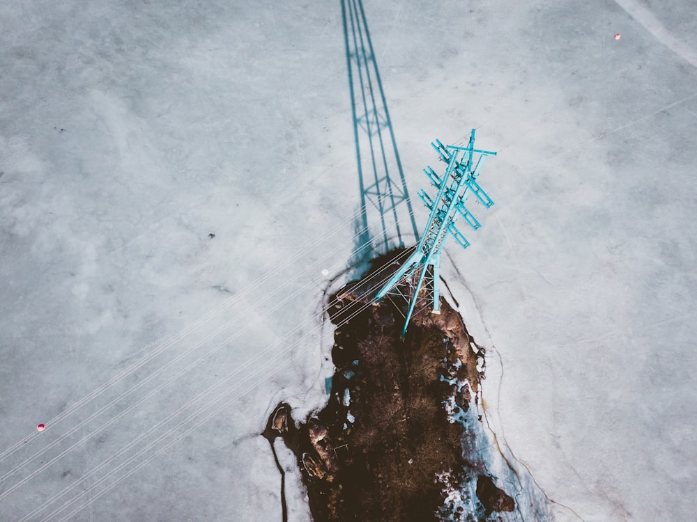 white and blue tower