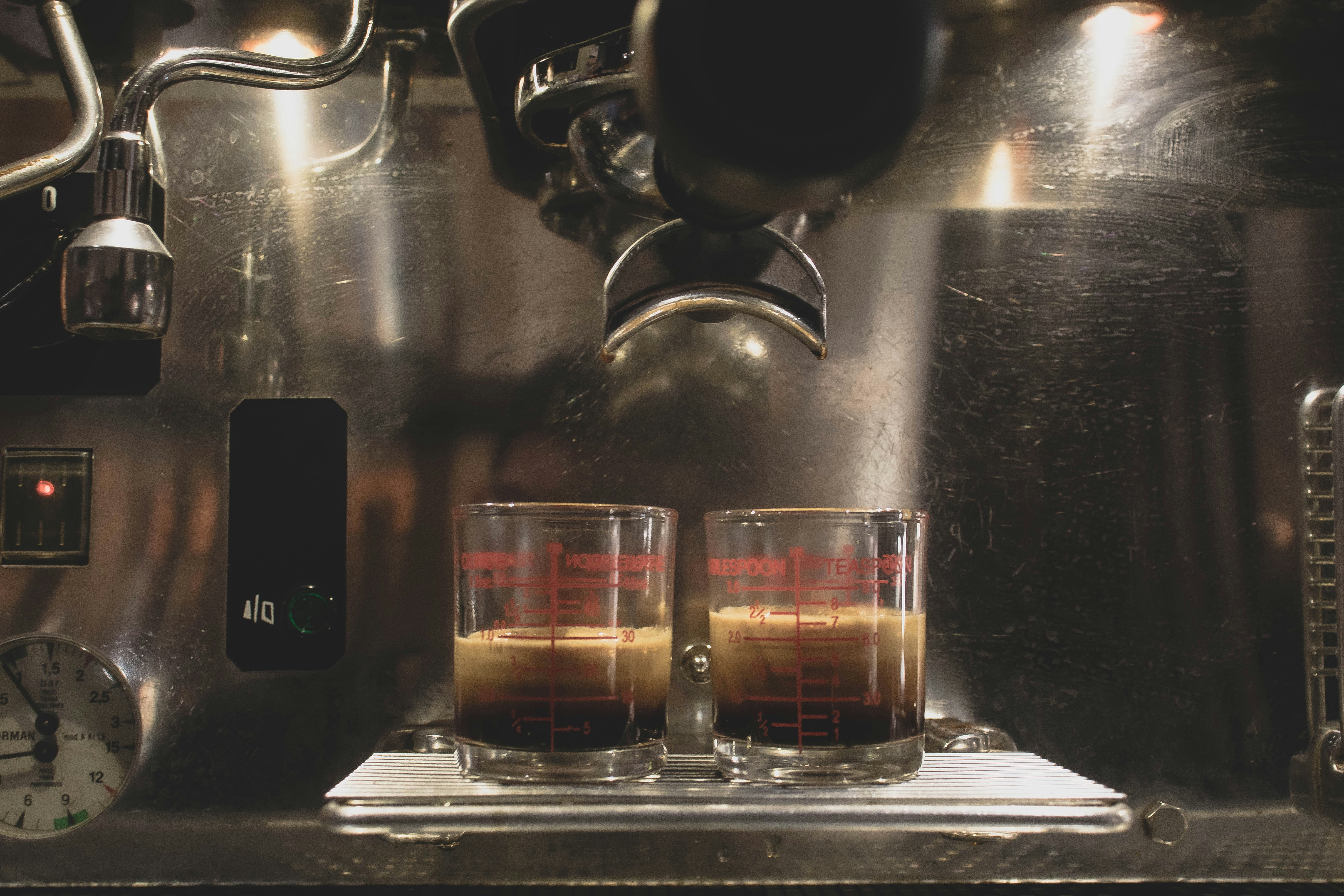 two glass of coffee shot