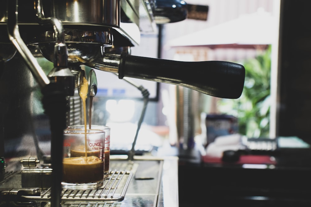 coffee pouring on glass