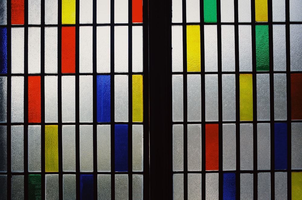 a close up of a stained glass window